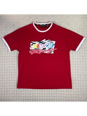 NASCAR Racing Ringer T-Shirt Red Large Graphic Tee